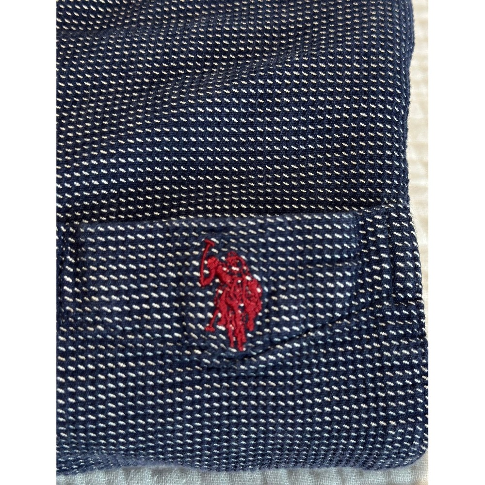 US Polo Assn. Mens Button Down Short Sleeve Shirt Blue Pattern‎ Casual
